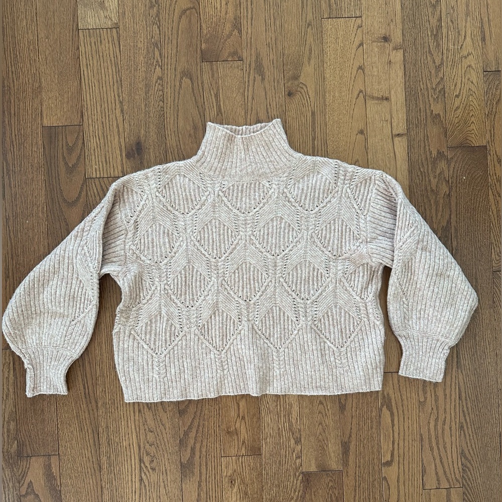 Lush Textured Salmon Turtleneck Sweater